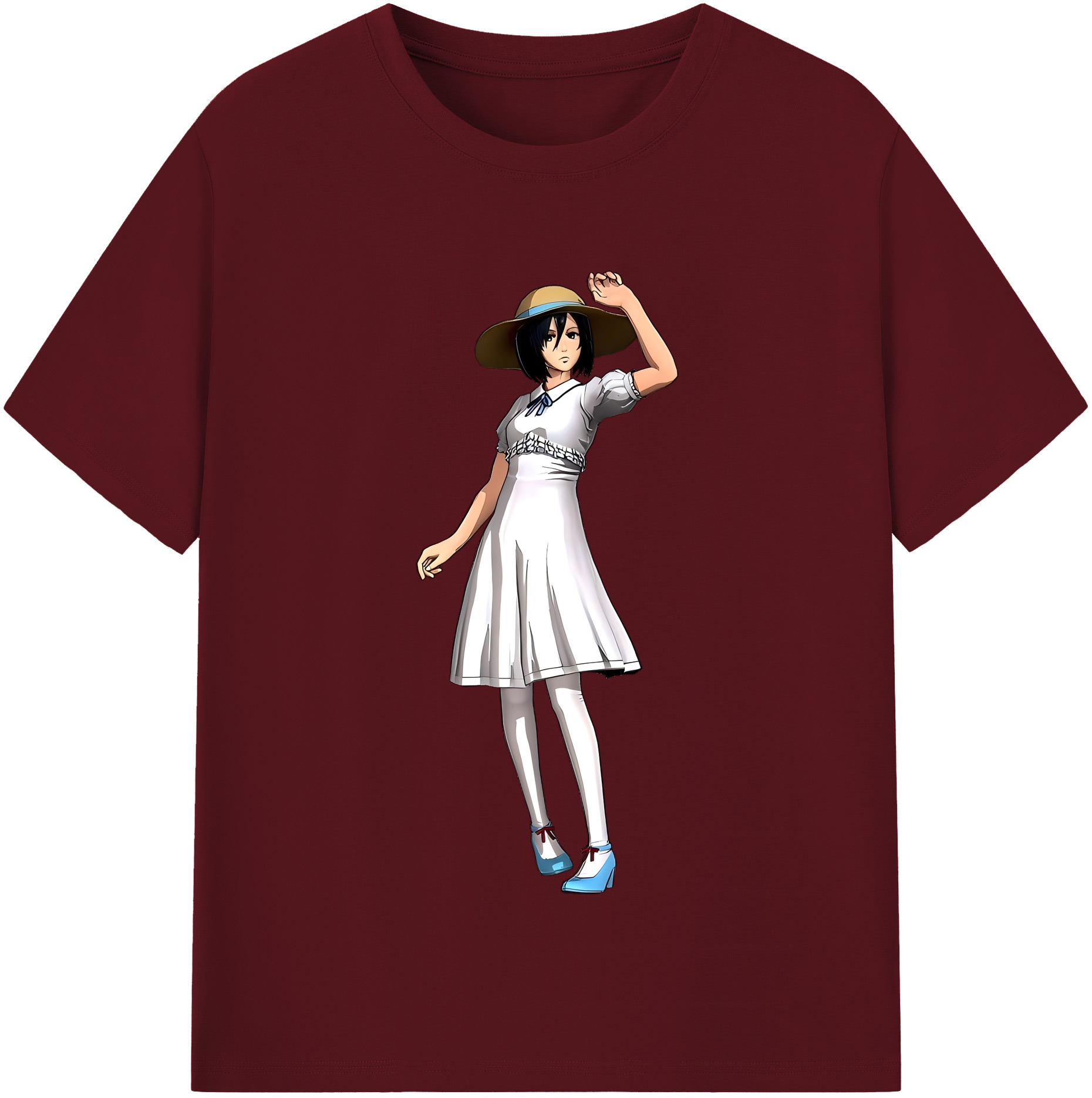 （画像用） 進撃の巨人 ミカサ·アッカーマン Attack on Titan Mikasa Ackerman 綿100％半袖Tシャツ（フロントプリント）